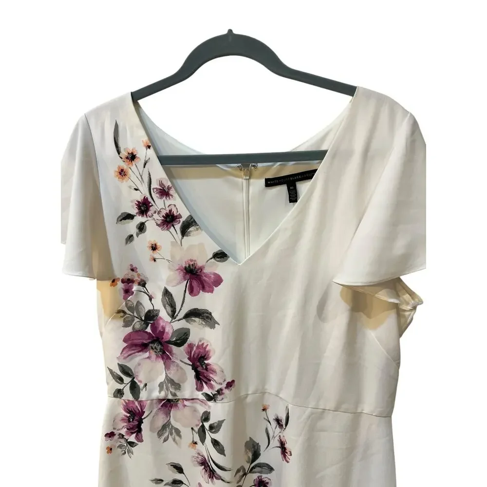 White House Black Market Dress Flower accents Flutter Sleeves Size 16Plus Size.